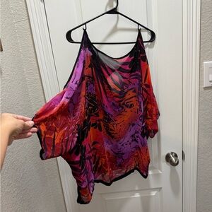 Ashley Stewart Red and Purple Blouse